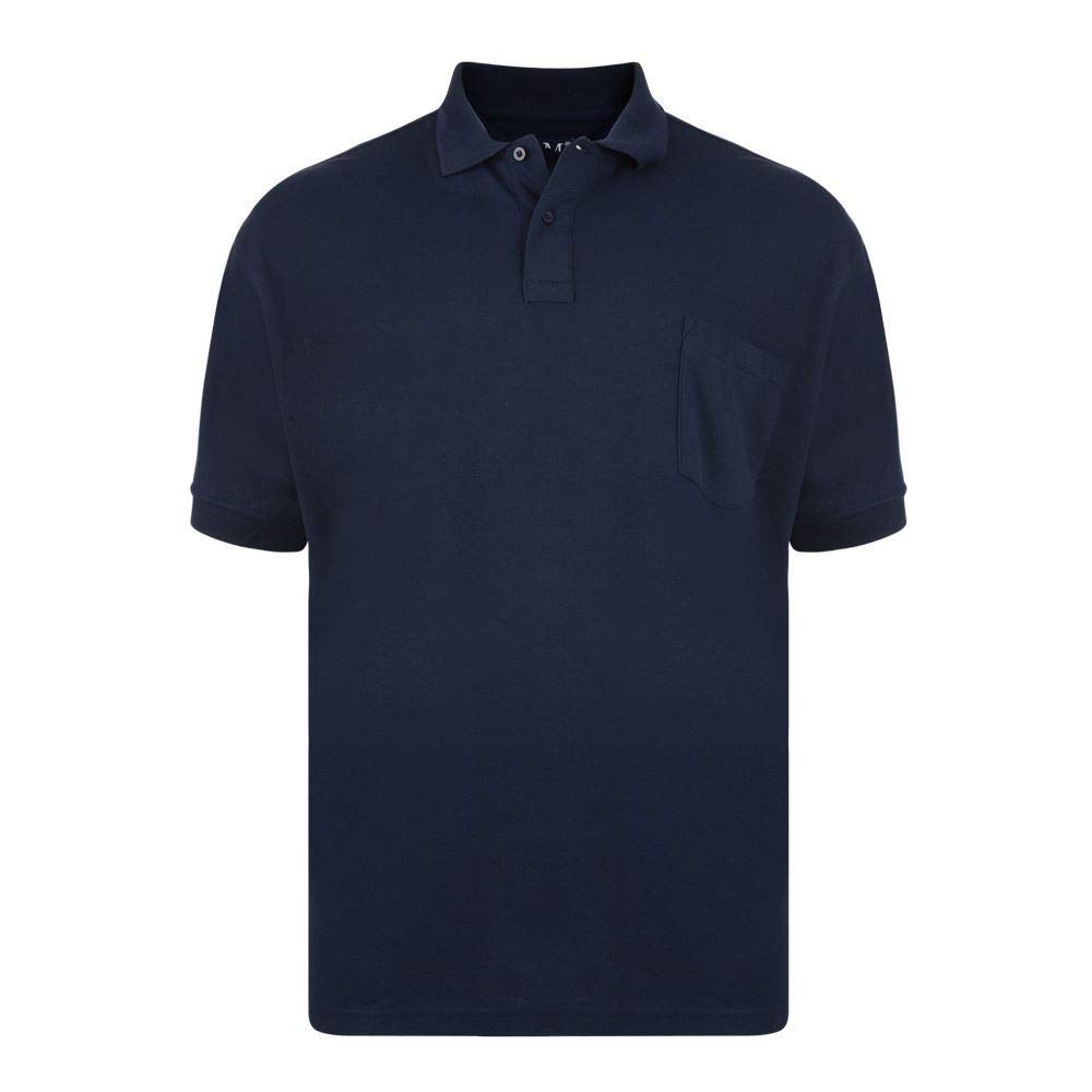 Kam Men's Big Size Poly Cotton Plain Pique Polo Shirt with Pocket (501) in Navy in 6XL