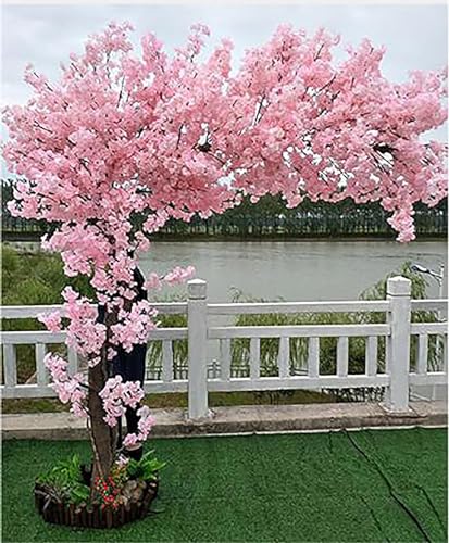 Image of LPLYAA Artificial Cherry Blossom Trees Handmade Fake Plant with Simulated Turf for Hotel Restaurant Indoor Outdoor (Size : 1.5X1M), 20240316