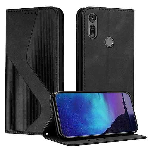 Fatcatparadise Funda para Motorola Moto E6i/Moto E6s 2020, Cuero Fundas con Tapa Libro Móvil Flip Case Protección Ranura Tarjeta Soporte Magnético Carcasa para Motorola E6i/Moto E6s 2020 (Negro)