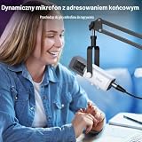 FIFINE Zestaw mikrofonu podcastowego AM8, mikrofon gamingowy z ramieniem wysięgnika kompatybilnym z PC/komputerem/mikserem XLR, zestaw mikrofonów do wokalu, streamingu, nagrań, voice over – AM8TW