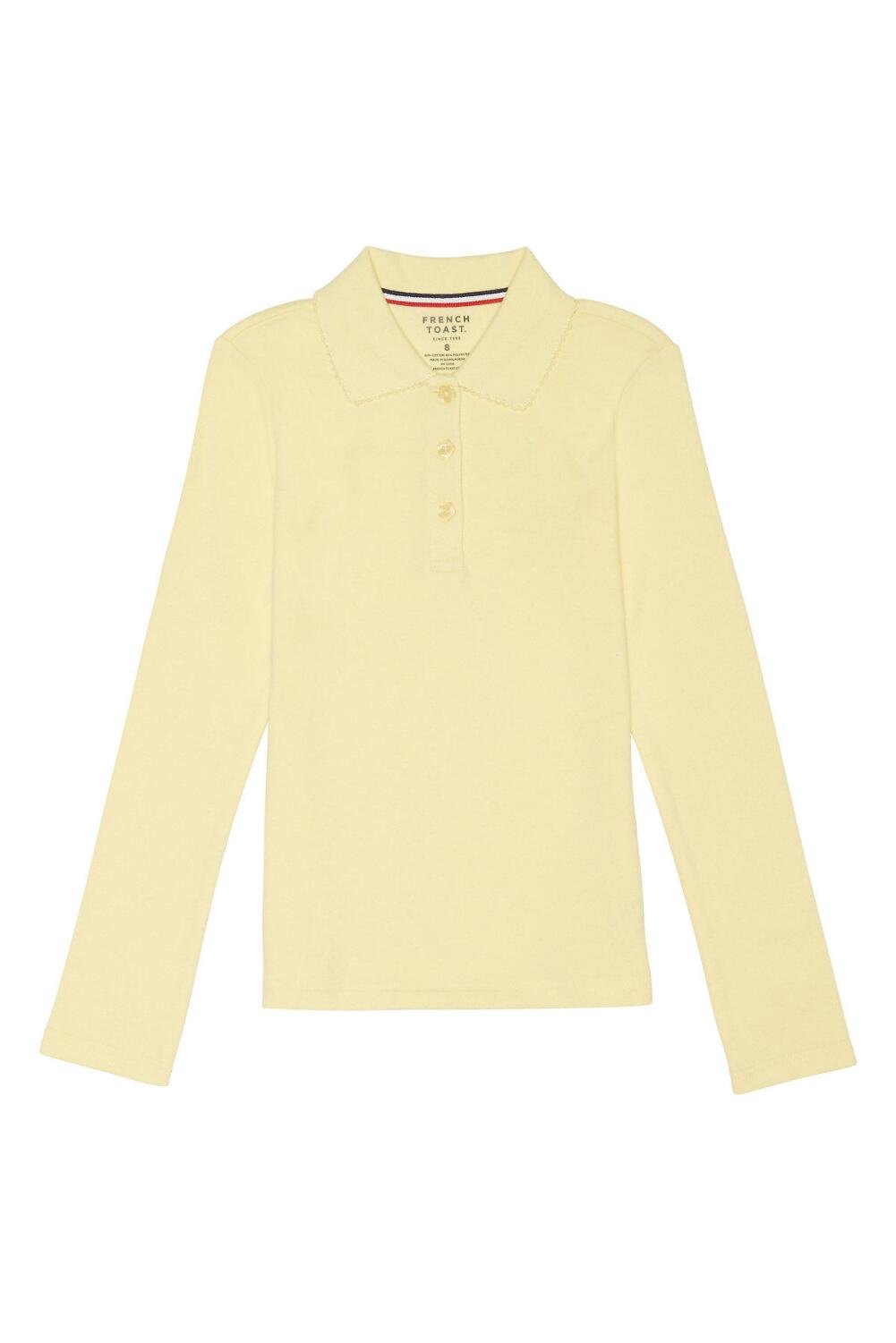 French Toast Girls' Ruffle Collar Polo Shirt with Long Sleeves