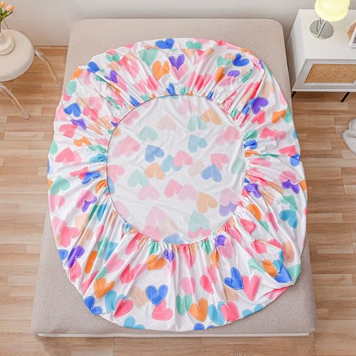 Winlife MK8097 Kids Sheet Set Twin Size Colorful Hearts Printed Bed Sheet Set thumb #4