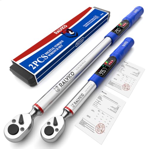 RALVICO Digital Torque Wrench Set 1/2 & 3/8 Drive for Truck Auto Motor Bike