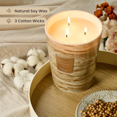 Image of M&SENSE Extra Large Candle 35oz 150H TobaccoVanilla Scented Candle, 3 Wick Highly Scented Jar Candle, XL Candles Gift for Stress Relief, Meditation, Yoga