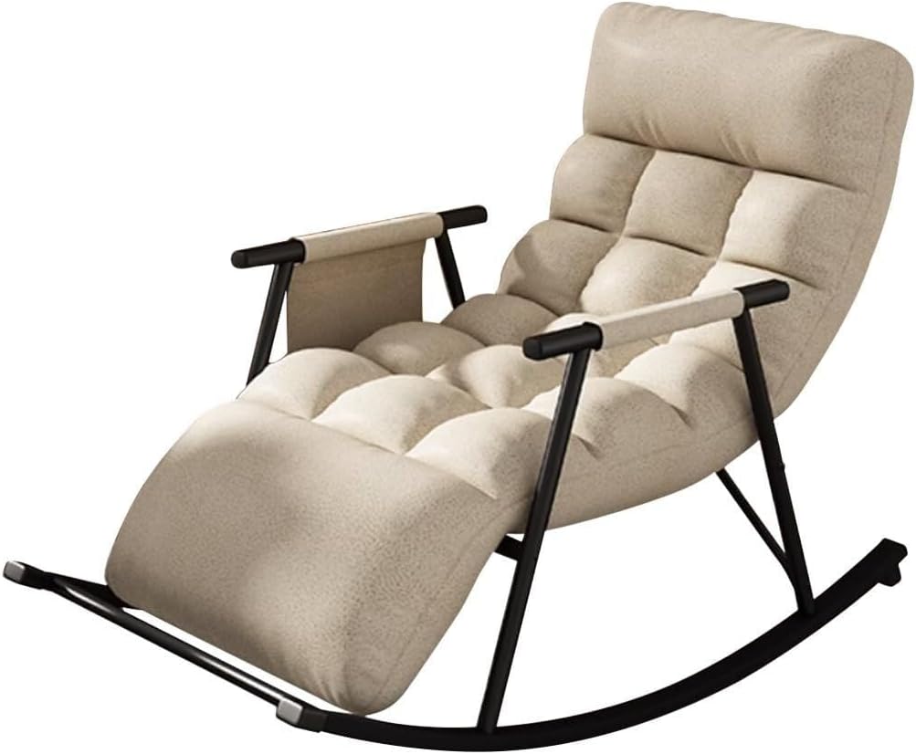 LSLYTQ Living Room Rocker Accent Chair with Ottoman Leisure Sofa Rocking Chair Armchair Soft Upholstered Lazy Chair for Balcony Pool Backyard