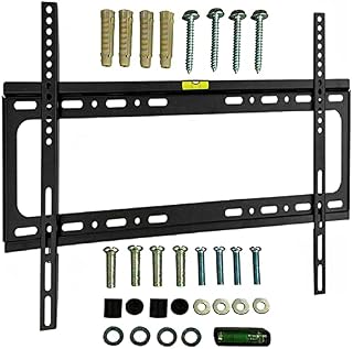 TV Wall Mount 32-70 Inches, Ultra Strong Slim Fixed TV Bracket, Heavy Duty Super Strong TV Wall Mount with Wall Fixing Kit for Flat Curved Screen TV LED LCD OLED, and Plasma Up to 50Kg Weight Capacity