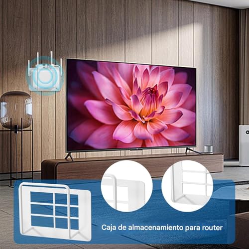 Gitekain Soporte De Pared Para Router,Sin Taladro Resistente | Estante De Pared Para Módem Y Router Wifi - Para Sala De Estar Dormitorio Estudio Oficina En Casa Gestión De Cables - imagen 3