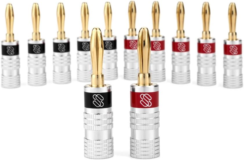 Silverback Banana Plugs, Dual Screw Lock, 6 Pair (12 Pieces)