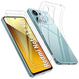 Qasyfanc Funda Compatible con Xiaomi Redmi Note 13 5G Carcasa con Protección de La Cámara y 2 Piezas Cristal Templado, Funda Redmi Note 13 5G Silicona Suave Caso Delgada, Transparent