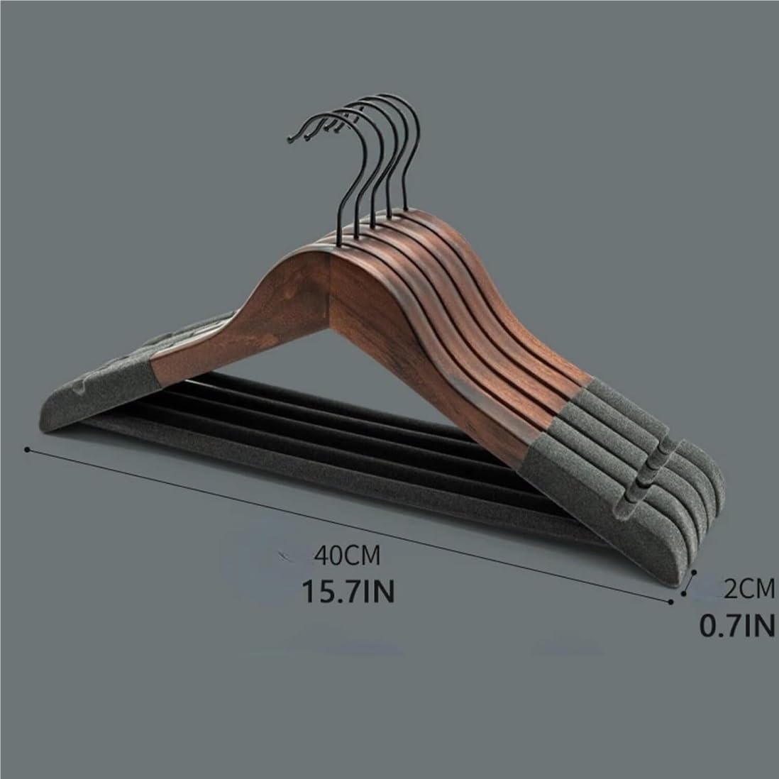 Perchas de madera para ropa, paquete de 10 perchas antideslizantes con gancho giratorio de 360°, ideal para almacenamiento de pantalones y abrigos, diseño flocado duradero