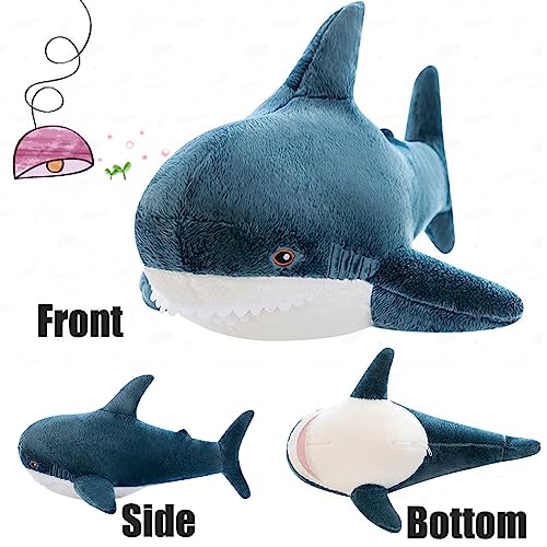 Kekeso Giant Shark Plush Pillow Soft Toy Stuffed Blue Shark Animal Pillow Comfortable Sleeping Pillow Back Cushion Doll Gift for Kids (100cm/39.37inch - Image 4