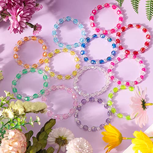 Zifengcer 12Pcs Beaded Bracelets Kids Bracelet For Girls Princess Bracelets Rainbow Jewelry For Teen Girls Stretchy Bracelets Party Favors Gifts #TOP2