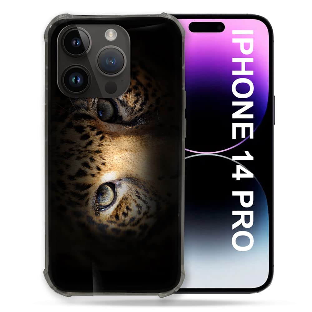 Coque iPhone 14 Pro leopard yeux protection antichoc