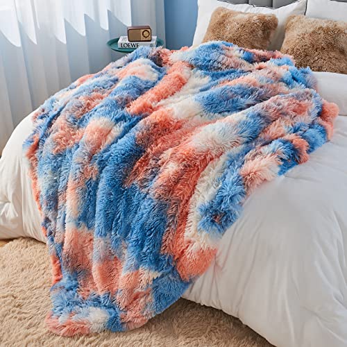 Gonaap Fuzzy Faux Fur Throw Blanket Tie-Dye Sunset Super Soft Cozy Plush Fuzzy Shaggy Blanket For Couch Sofa Bed (Tie-Dye Sunset, Throw(50"X60")) #TOP2