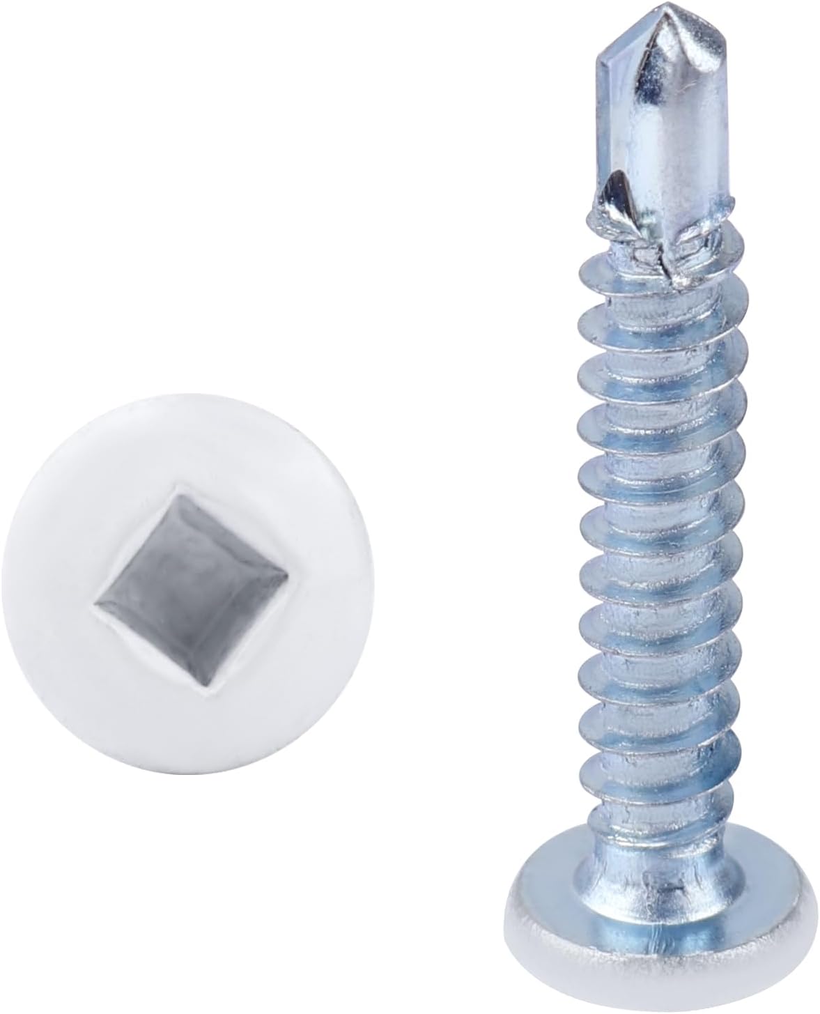 White Square Head Self Tapping Screws RV Trailer 8 X 1 for Metal Quad Drive Self Tapping Drill Screws for RV, Trailer Interior and Exterior - 250 Pcs