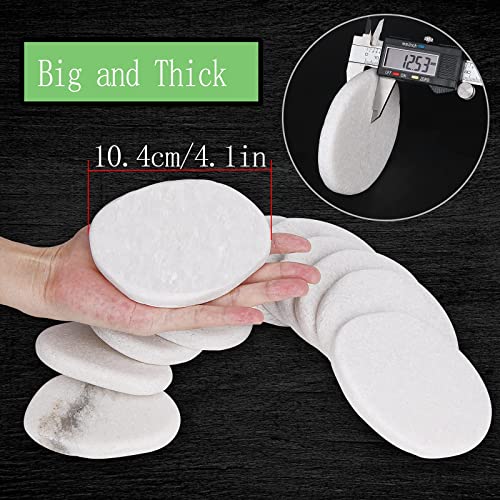 Lulonpon 12 Pieces Large Painting Rocks, 3-4 Inches White Rocks for Painting,Smooth Rocks Bulk,Flat Rocks,Natural Smooth Surface Arts and Crafting Painting Supplies (12, Large)