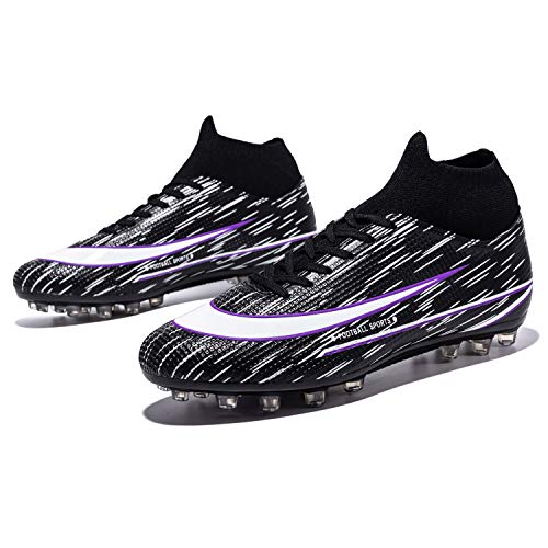 Lgl Men's Soccer Cleat Breathable Football Ankle Outdoor Running Walking Athletic Shoes, Black, 11 #TOP4