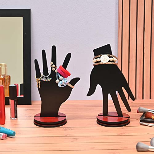 Gift Kya De Engineered Wood Gkd Finger Rings Jewellery Stand Hand Shaped Ring Holder Premium Mannequin Good For Dressing Table Organizer, Bedroom Decor And Display Stand For Shop (Pack Of 2)
