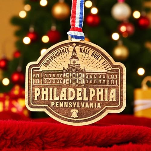 Custom Philadelphia Cherry Wood Ornament – Handcrafted Pennsylvania Gift, Made in USA - Image 2