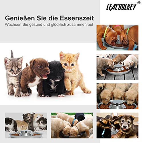 2 Stücke Welpen Edelstahl Hundenapf - LEACOOLKEY Hundefutter Wasserschale Langsam fütternde Entwöhnungsschüssel für Kleine Hunde Katzen Haustiere