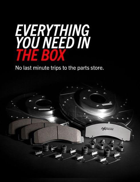 PowerStop Front Brake Kit For Toyota Sequoia 2023-24 | Toyota Tundra 2022-24 - Truck & Tow Carbon Fiber Ceramic Brake Pads + Drilled & Slotted Rotors Upgrade, K8932-36