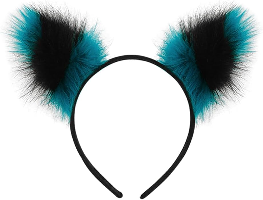 Faux Fur Cat Wolf Tail Ear Headband Paw Gloves Set Halloween Costume Xmas Party Cosplay Costume Gifts - Image 2