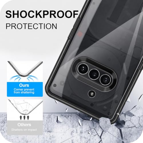 Image of VONZEE Compatible with Nothing 3a Back Cover Case Clear,[ Anti Yellow ][Military Grade Protection] Hard PC Back Cover Transparent-Black