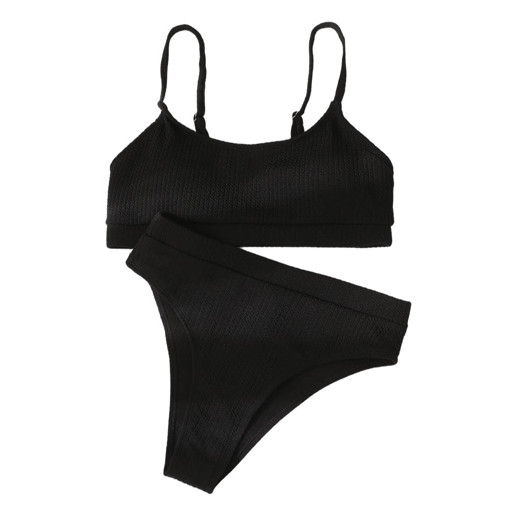 Womens Swim Suit Bikini Triangle Push Up Bras Padded Cup 2-Piece Black-image-17