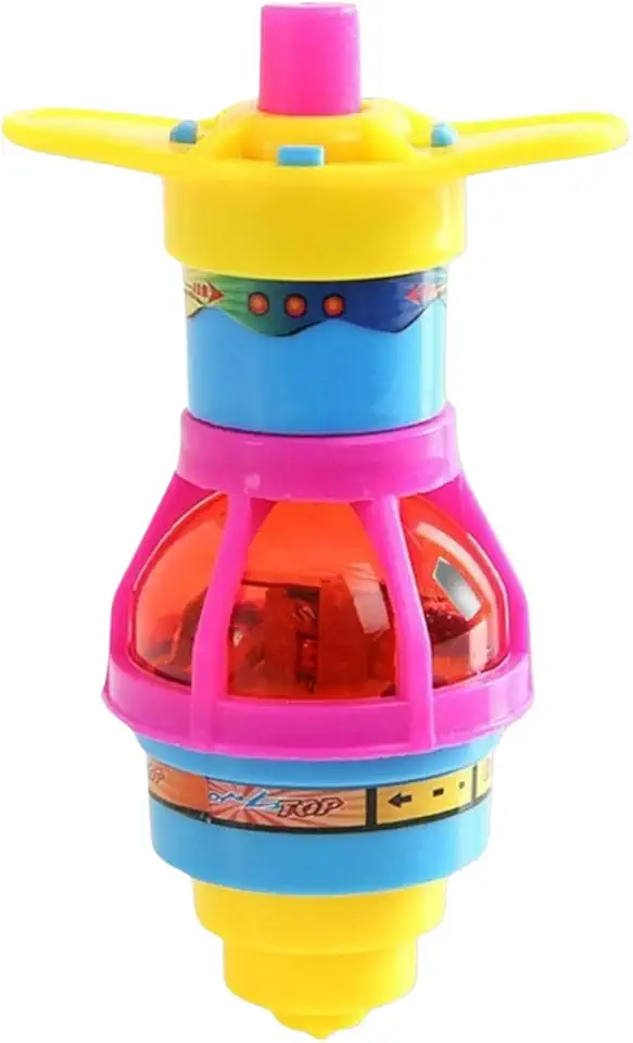 Kit 5 Pião Giratorio Com Luz LED Colorido E Lançador Brinquedos Infantil