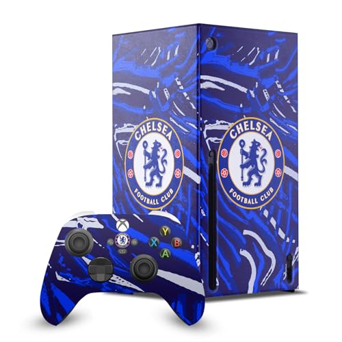 Protection Xbox Series X Chelsea FC vinyle anti-rayure brosse abstraite