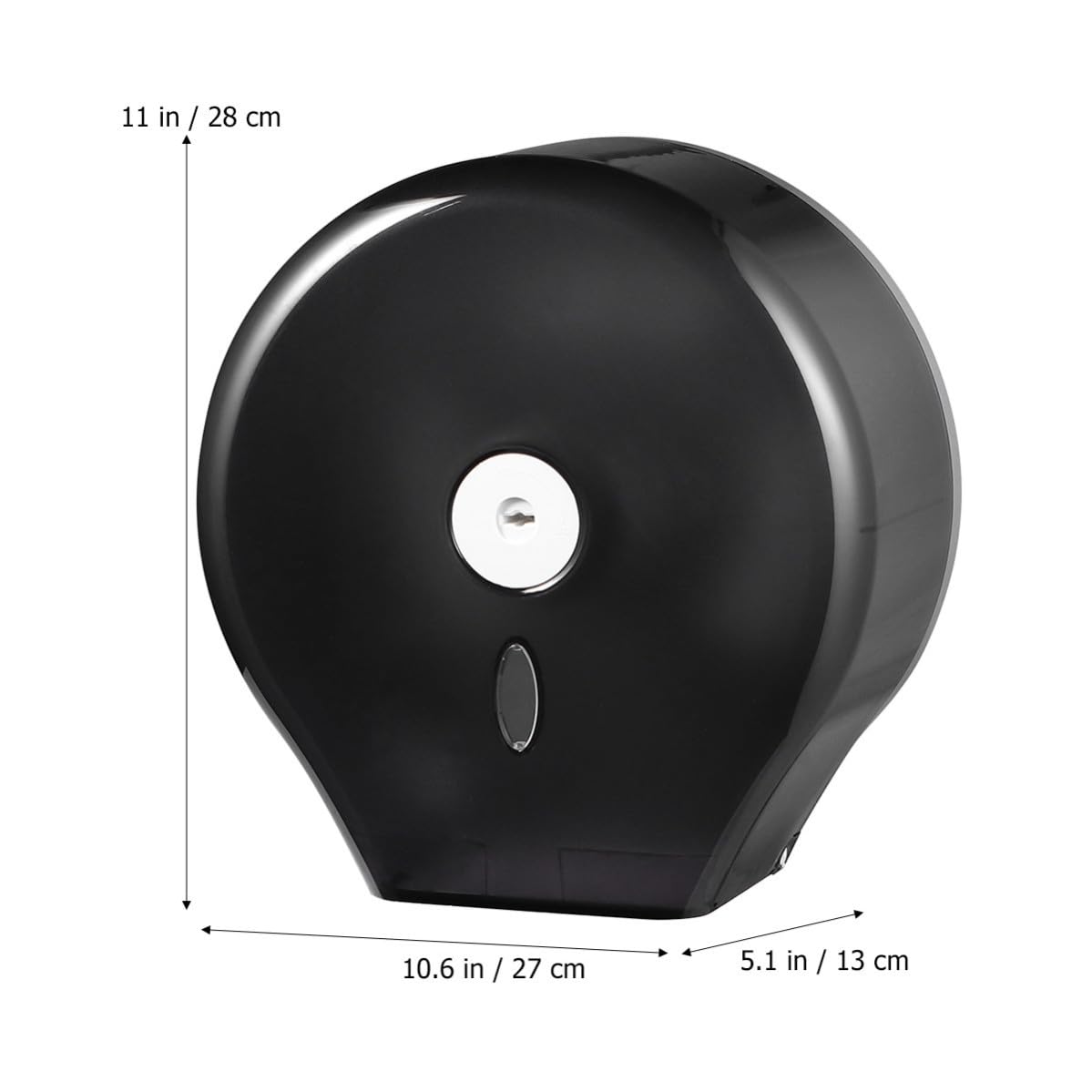 SHERCHPRY Dispensador de Papel higiénico de Pared Redondo en ABS Resistente al Agua con Ventana y Cerradura, Color Negro, para Uso en Bancos y baños