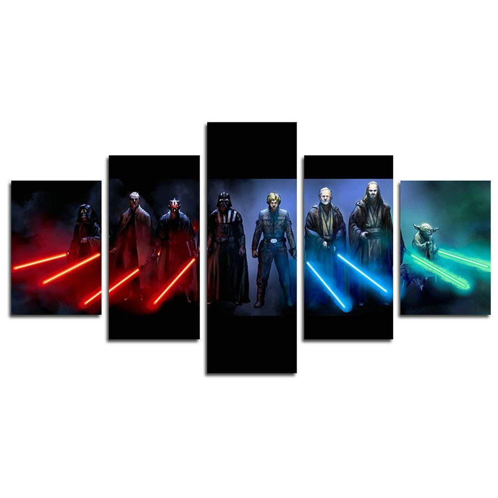 Orsit Prints 5 Pieces Jedi and Sith Star Wars Canvas Painting Living Room Home Decoration Canvas Art Wall Poster (No Frame) 50inch x30 inch