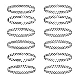 Tattoo Choker Kette Set,12 Stück Choker Halskette Set,Stretch Choker,Stretch Choker,Tattoo Kette,Damen Elastische Halskette,Henna Halskette