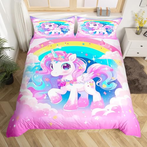 Housse de couette licorne violette pour chambre d'enfant difficile à coucher - 2