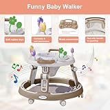 RuguAini 360° Rotating Seat Baby Walkers for 6-24 Month Babies,Music Toddler Push Along Walker for Boys and Girls, No Installation, Foldable, Height Adjustable with Silent Wheels (Khaki) - Image 3