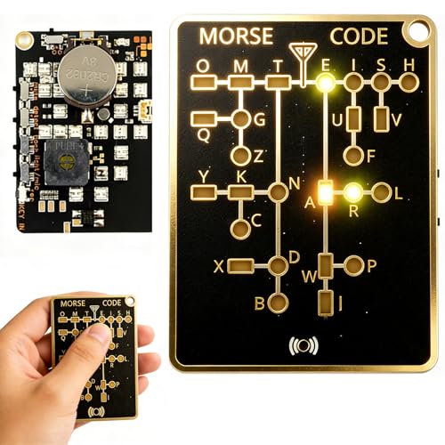 Morse Code Trainer Card Pro,LED & Audio Telegraph Practice Tool,Real-Time Feedback Record & Playback,Portable Pocket Morse Code Learning Device for Adults Beginners Ham Radio Enthusiast (1)