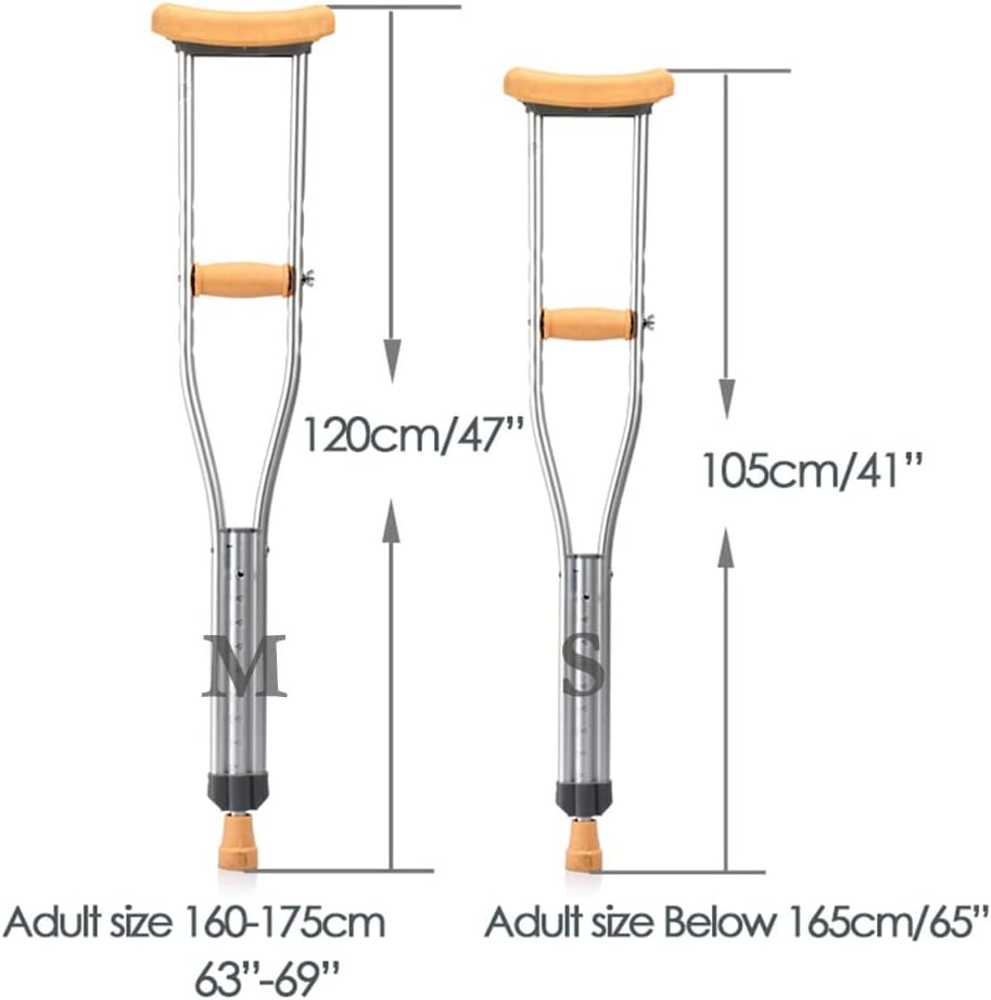 Aluminum Underarm Crutches for Adults, Ergonomic Medical Crutches, Adjustable Height Underarm Crutches for Men and Women (×2 Units, Size, S/M) (Size : Medium)
