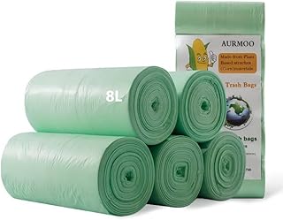Worki na śmieci 8L, Müllbeutel, Biodegradowalne Worki na śmieci, Worki na Odpady Domowe, Organiczne Torba na śmieci do Kuchni(W40xH43cm, 200 Szt, Zielony)