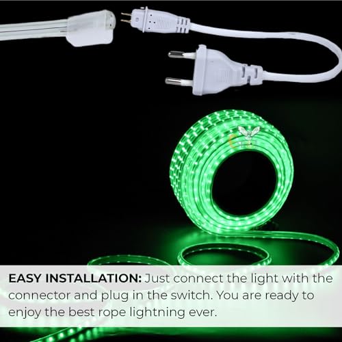 Image of Errol led Strip Lights for Home Decoration | Waterproof led Rope Lights | Energy Saving Strip Light for Room | Home Decor Lights for Diwali, Christmas, Outdoor (Green, 50 Meter)