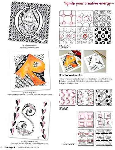 Zentangle 8, Expanded Workbook Edition: Monograms, Alphabets, and 40 All-New Tangles (Design Originals) How to Embellish Letters, Monograms, Cards, Stationery, Gifts, and More with Beautiful Designs - 4