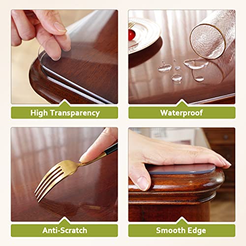 Ostepdecor Clear Table Cover Protector 2Mm Thick 42 X 78 Inch Clear Table Protector For Dining Room Table, Dining Table Cover, Clear Plastic Tablecloth Protector Pvc Table Pads For Kitchen Wood Table #TOP2