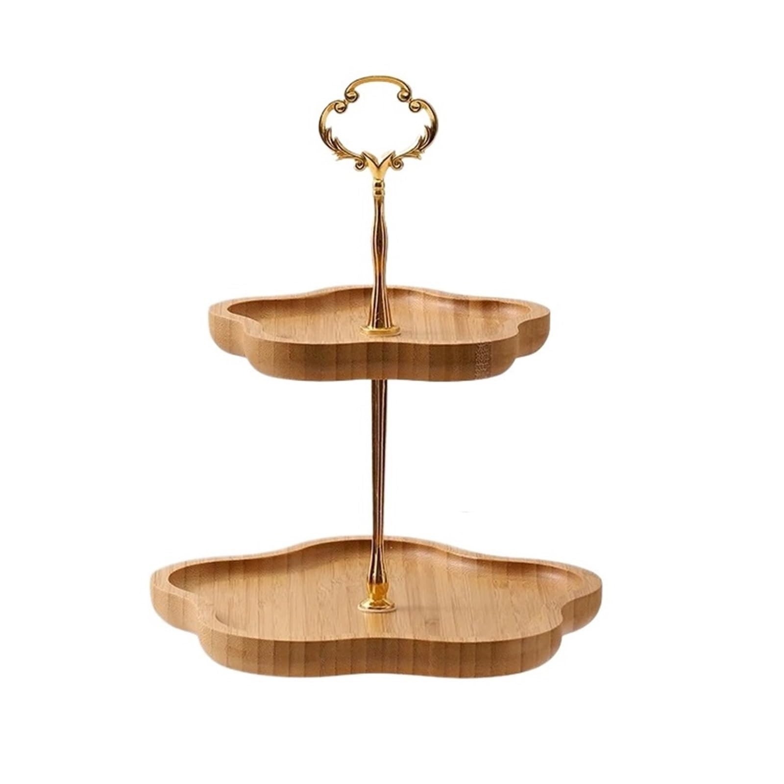 Hhaoran-9868 Tiered Serving Tray Two-tier Wooden Fruit Platter, Pastry Stand, Candy And Snack Tray, Multi-tier Cake Cupcake Stand(Small)