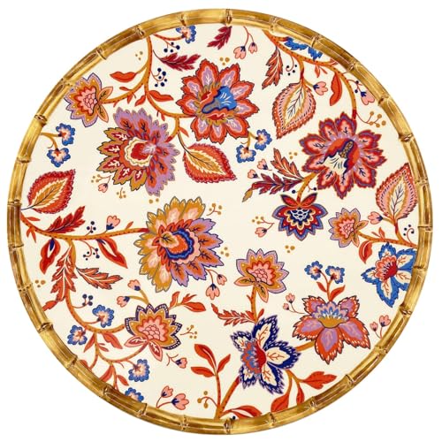 Les Jardins de la Comtesse - Plat de service rond en mélamine fleuris Ø 35,5 cm - Collection Jaipur