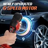 Cordless Car Buffer Polisher - 6IN Car Buffers and Polishers Kit, 6 Variable Speed Car Polishing Kit, 2*21V 2.0Ah Batteries Cordless Polisher for Car Detailing/Polishing/Waxing/Scratch Removing,Red - Image 4