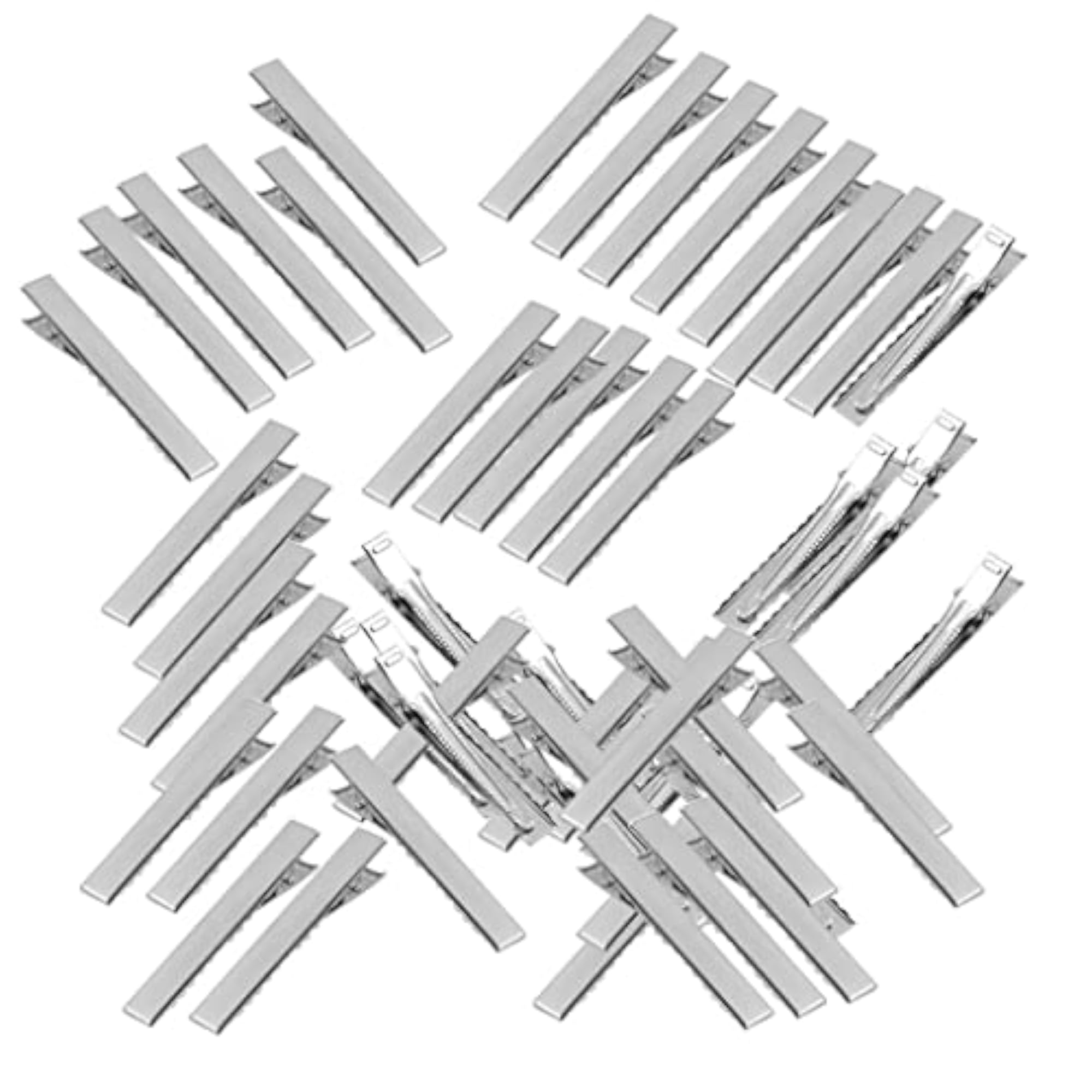 Assorted Size Flat Single Prong Metal Alligator Hair Clips, 50pcs
