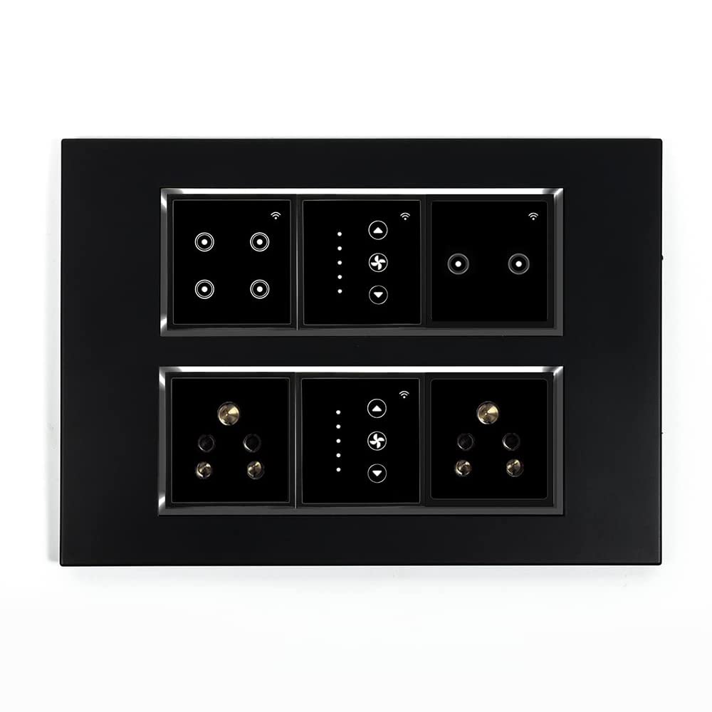 L&G 12 Modular Smart WiFi Touch Switch Panel | 4 Switch Control, 2 Socket, 2 Smart Fan Regulator | German Technology meets Indian Standards (Compatible with Alexa, OK Google & SIRI Shortcut) (Size: 12M- 220 x 160 x 45 mm)-image-24