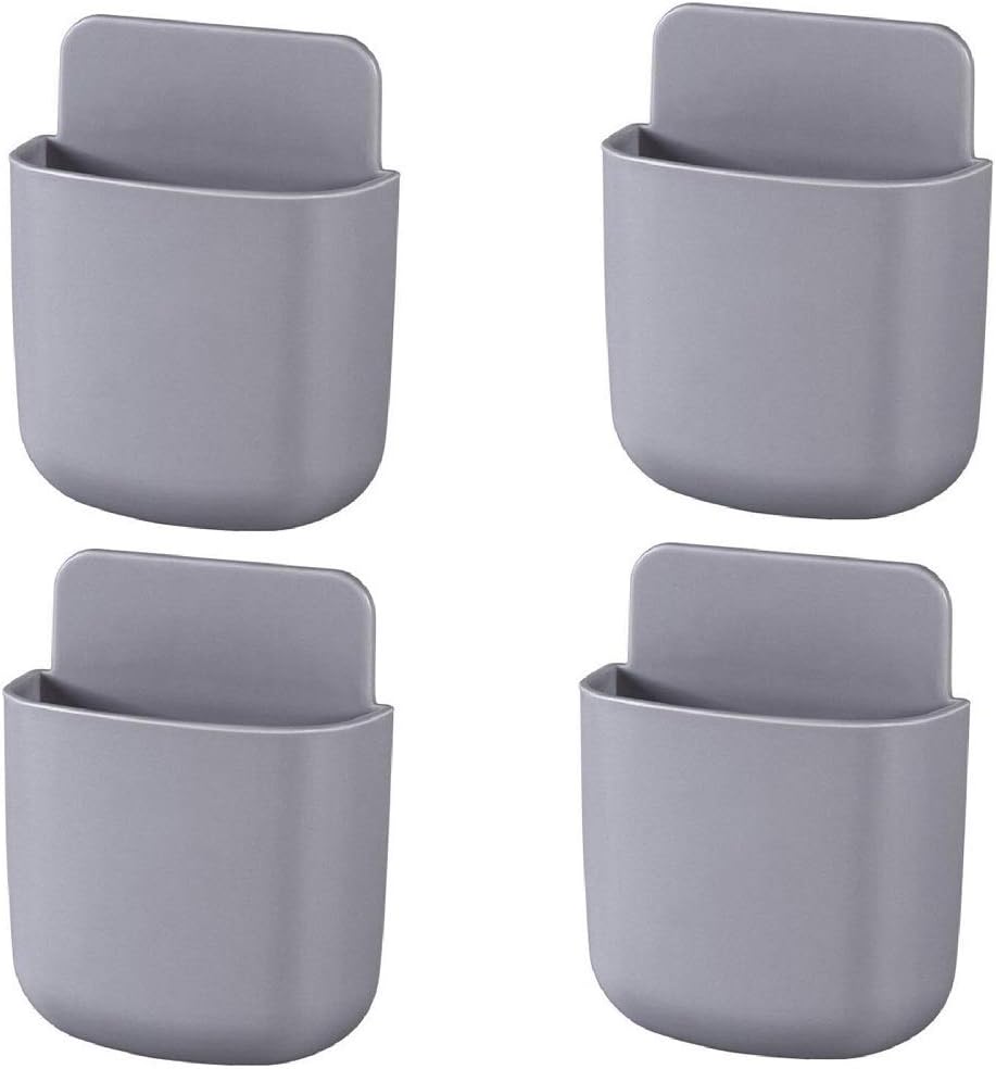 TV/DVD/VCR Step Remote Control,Storage & Organizer Wall Holder Practical Charging Box Bracket Stand Shelf Mount Support Universal for Mobile Phone remote control (Gray-4PACK)