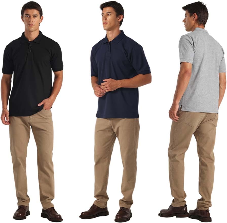 ZH Men's Golf Polo Shirts,3 Pack Polo Shirts for Men,Classic-Fit Polo Shirts,Breathable Polo Shirt for Men3