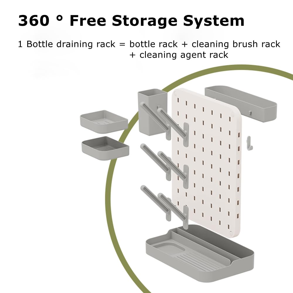 Baby Bottle Drying Rack, DIY Large Vertical Bottle Dryer Rack Holder, Detachable Space Saving Countertop Drying Rack by JZF (Green) - Image 3