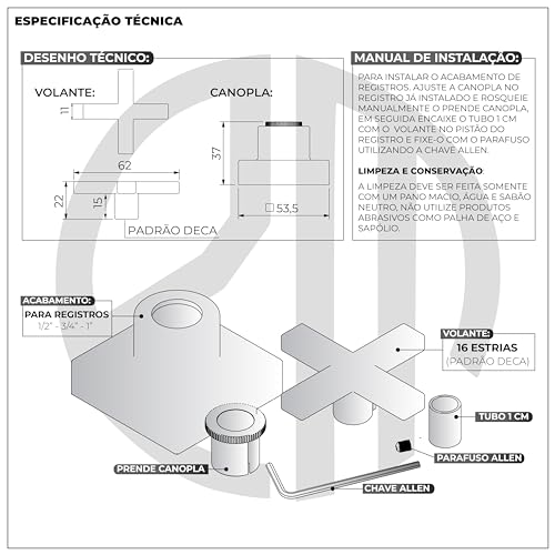 Acabamento Quadrado Para Registro Cruzeta Chuveiro Banheiro Padrão Docol